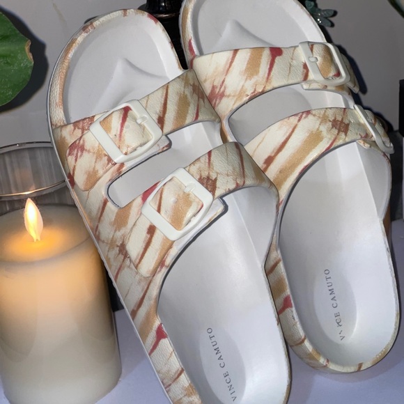VINCE CAMUTO Buckle Slide Sandals-Mandial in Burnt Orange 7M - Picture 1 of 15